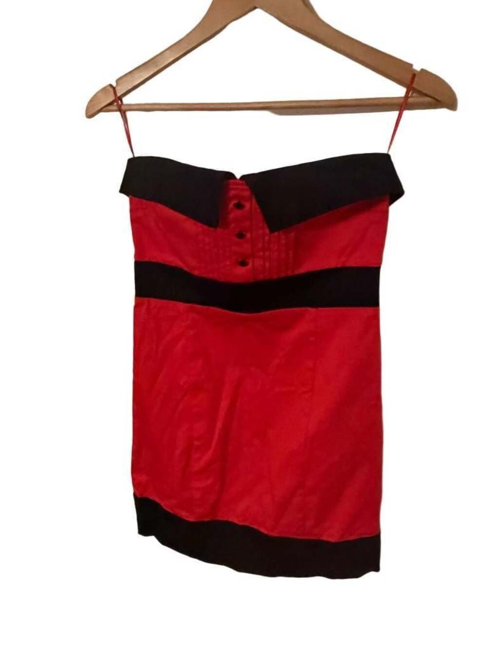 ASOS Red and Black Strapless Collared Mini Dress, UK Size 10